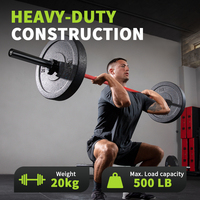 Barre d'haltères d'entraînement HUISHENG 20 kg, 2200 mm, diamètre 28 mm, capacité 500 lb, pour musculation