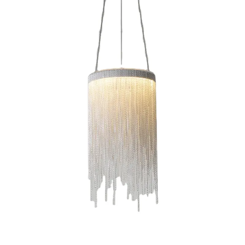 Candelabro de cristal LED moderno, lámpara colgante creativa de hierro dorado para sala de estar, restaurante, con borlas