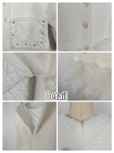 Completo Invernale da Bambina di Alta Gamma con Giacca in Pelliccia Sintetica, Decorazione con Bottoni, Gonna a Tutù in Cotone con Stampa Dolce - Product Image 3