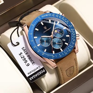 Drioshipping Montres à quartz de luxe pour hommes, d'affaires, étanches, en acier inoxydable, avec cadran de 48mm, mouvement mécanique en boîte - Product Image 1