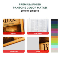 Bible de luxe personnalisée en gros avec impression couleur intégrale, couverture en cuir PU, reliure rigide et bordure dorée pour églises (OEM)
