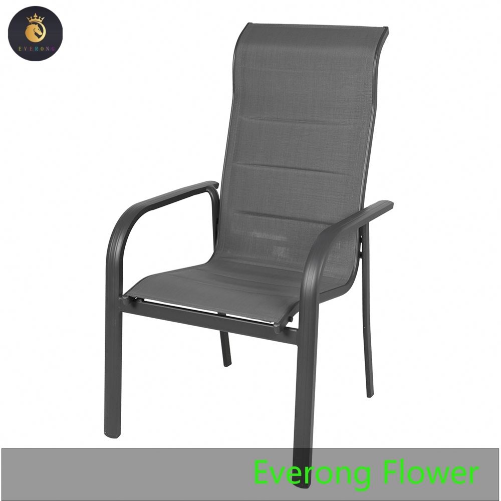 Уличный стул с высокой спинкой и полностью алюминиевым каркасом