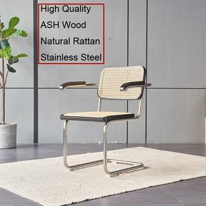 Fauteuil en bois massif ASH vintage de style nordique <span class=keywords><strong>chaise</strong></span> de salle à manger en rotin naturel - Product Image 1