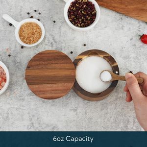 Contenitore per sale in legno di Acacia contenitore per sale da cucina contenitore per sale in legno scatola di <span class=keywords><strong>spezie</strong></span> con coperchio magnetico girevole - Product Image 2