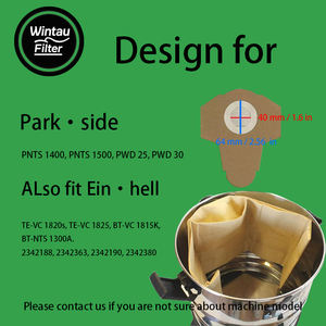 Bolsa de Filtro de Polvo Biodegradable para Aspiradora Compatible con <span class=keywords><strong>Parkside</strong></span> 1400 Einhell Te-Vc 1820S - Product Image 3