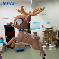 Renne gonflable de Noël mignon et amusant à suspendre, idéal comme décoration pour scène, fête du Nouvel An ou publicité