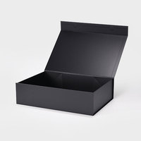 Boîte cadeau magnétique de luxe noire pour vêtements, emballage de vente au détail, 44*32cm A3, peu profonde, pour robe