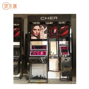 Makeup Cabinet Display Furniture of Wall Mounted Makeup Store Cabinets Counter Custom Shop Cosmetic Showcases