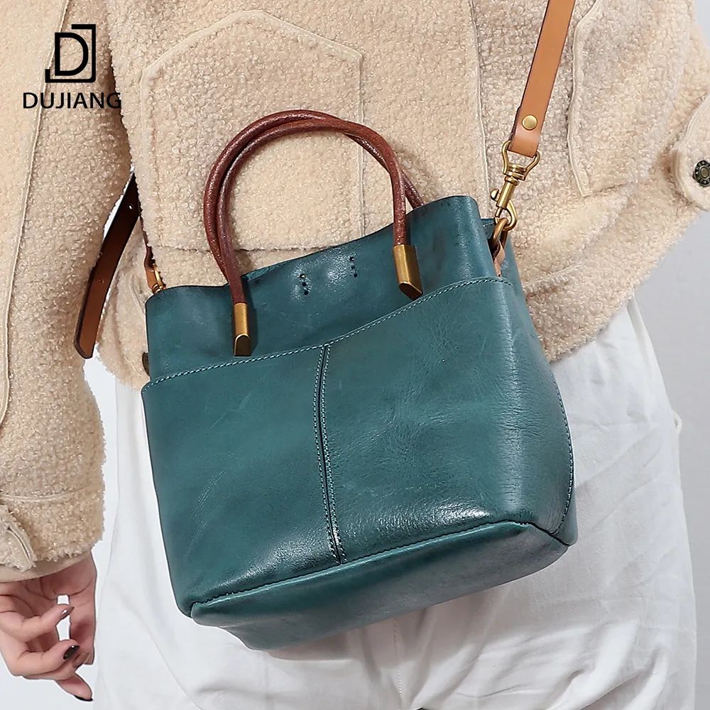 DUJIANG Casual Real Cowhide Leather Shoulder Bag Luxury Cross Body Women's Messenger Bag For Lady With Commuting