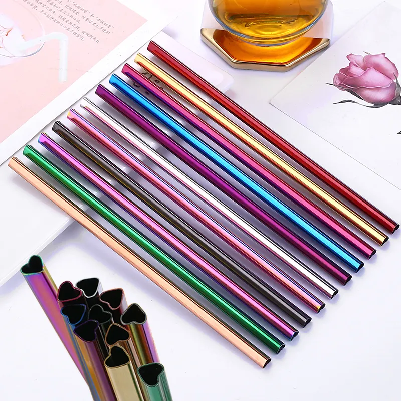 Reusable Heart Shape Metal Drinking Straws Stainless Steel 304 Heart Shape Straw