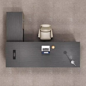 Escritorio Elegante y Refinado en Forma de L de Melamina Beige Diseño Moderno Contemporáneo Duradero Plegable para Muebles Ejecutivos de Alta Gama - Product Image 3