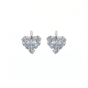 Pendientes de oro blanco con diamantes de corte princesa, color D natural, estilo romántico para boda, joyería fina para mujer - Product Image 1