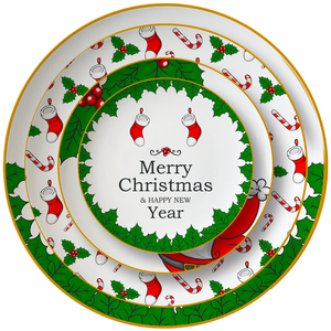Juego de <span class=keywords><strong>Vajilla</strong></span> Desechable Personalizable de Porcelana Fina al por Mayor con Diseños de Papá Noel, Kit de Cuchara/Tenedor/Cuchillo/Palillos para Hoteles, MOQ Bajo - Product Image 2