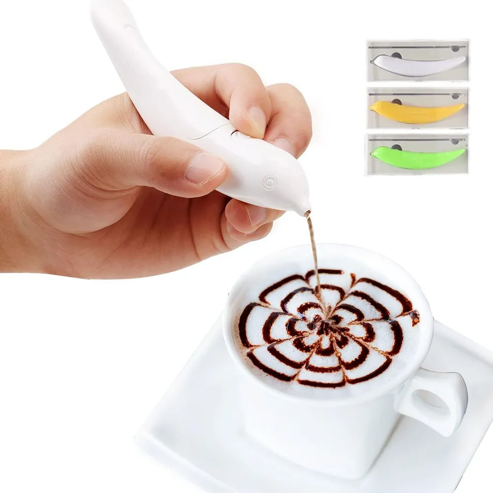 Cake Tools Portable DIY Cake Cappuccino Coffee Decorating Carved Pen Art Spice Latte Pen Electrical Latte Art Pen for Coffee