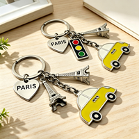 Porte-clés en métal noir de forme personnalisée, profil fin, porte-clés en métal pour le Nouvel An