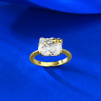 Bijoux de mode en gros, bague Hello Kitty en argent sterling 925 plaqué or