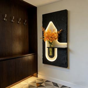 Decoración de Pared de Lujo para el Hogar, Arte en Relieve 3D, Pintura Texturizada, Escultura Geométrica Hecha a Mano, Pintura Minimalista en Piedra Arenisca, Murales LED - Product Image 5