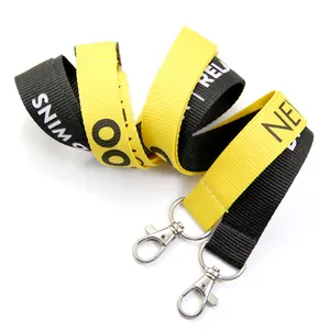 Großhandel OEM Polyester Nylon Stickerei nicht gewebter Nackenband Schlüsselhouer individuelles flaches gewebtes Lanyard mit Metallkette für Schlüssel