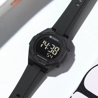 Jam Tangan Elektronik CURREN 6102 untuk Wanita, Tali Silikon Berkualitas Tinggi, Tahan Air 3ATM, Multifungsi, Olahraga, LED Digital