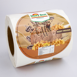 Étiquette personnalisée pour aliments surgelés, rouleau d'autocollants ronds en BOPP imperméable avec logo pour l'emballage des coupes de crème glacée - Product Image 2