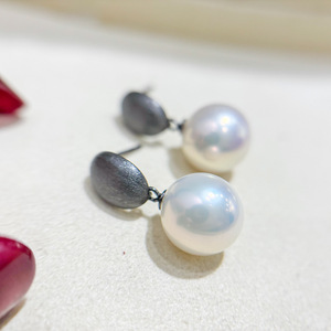 S925 <b>Silver</b> DIY <b>Pearl</b> Accessories Fashion <b>Silver</b> Jewelry <b>Earrings</b> with 8-13mm Round Beads 22179 Empty Earnail Tray - Product Image 2