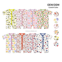 Pyjama une pièce pour tout-petits à imprimé personnalisé, combinaison ajustée pour nouveau-né avec fermeture éclair réversible, pyjama pour enfants en fibre de bambou douce