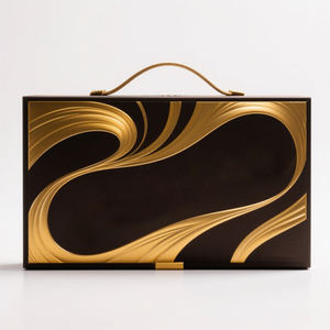 Maleta con cierre magnético de lujo con estampado de oro y logotipo personalizado, caja de papel de regalo de cartón para embalaje de chocolate y galletas con asa - Product Image 3