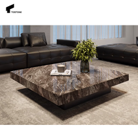 Tostone Light Luxe Haut de gamme carré Naturel Venise Brun Marbre Flottant Table Basse pour Simple Maison Doux Ameublement