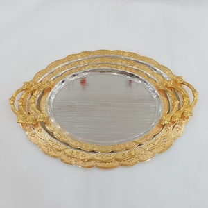 Plateau de service en métal de luxe, plaqué or, élégant ensemble de plateaux et de plats à fruits avec des couleurs blanc et <span class=keywords><strong>noir</strong></span> - Product Image 5