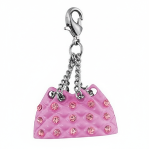 Ciondolo per Borsa Trapuntato Rosa con Strass e Chiusura Argento, Charm Moda - Product Image 2