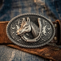 Hebillas de Cinturón de Metal Estilo Occidental Personalizadas para Hombre, Hebillas de Cinturón de Vaquero de Aleación de Zinc con Relieve 3D y Acabado Antiguo