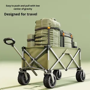 Wholesale Four-Wheel Portable Shopping Cart <b>Foldable</b> Self-Driving Camping <b>Trolley</b> Outdoor Camp Vehicle with Storage Features - Product Image 3