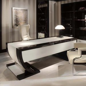 Ensemble de meubles de maison modernes et élégants de style <span class=keywords><strong>arabe</strong></span>, bureau d'écriture et chaise de direction de luxe de grande taille, blanc et noir - Product Image 2