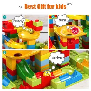 Carreras de canicas para niños, bloques grandes compatibles con bloques de construcción, Tobogán, bloques grandes, DIY, juguetes para niños, 336 Uds., gran oferta - Product Image 4