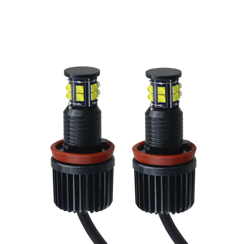 ไฟหน้า LED แองเจิลไลท์สำหรับรถยนต์,ไฟหน้ารถแบบตาแองเจิล LED H8 E60 LCI E61 E71 E70 E90 E91 X5ไฟ LED 6000K สินค้า2แพ็ก