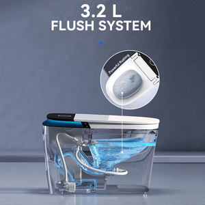 Vente directe usine WC intelligent monobloc à ouverture automatique, réservoir encastré, bidet intégré, allongé, à double chasse S-trap - Product Image 4