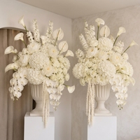 Centres de table de mariage en roses blanches au toucher réel, arrangement floral artificiel blanc et vert, décoration de la maison, décoration de table de mariage