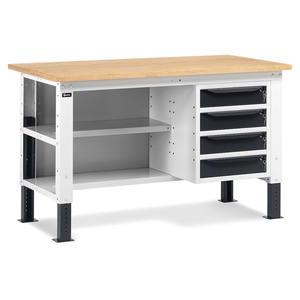 Fami WORK1507 établi réglable 150cm, plateau en bois, 4 tiroirs et 2 demi-plateaux - Product Image 1