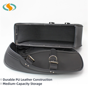 Sacs de selle latéraux/sacs à outils en <span class=keywords><strong>cuir</strong></span> PU pour moto <span class=keywords><strong>Sportster</strong></span> XL 883, pochette à bagages noire, taille moyenne, universelle - Product Image 4