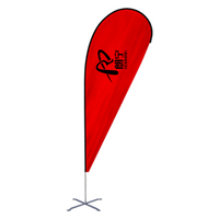 Drapeau de plage en forme de goutte d'eau à double face imprimé sur mesure par sublimation avec base et mât en aluminium, bannière publicitaire extérieure volante