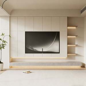 BALOM Custom Nordic Minimalist Solid <b>Wood</b> TV Cabinet <b>Storage</b> Console Long <b>Bench</b> Media Unit with Open Shelves for Living Room - Product Image 3