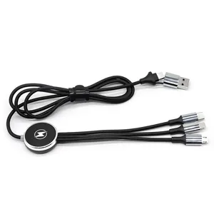 2024 individuelles 6 in 1 aufleuchtendes Logo Multi-USB-Ladekabel USB-Datenkabel mit personalisiertem LED-Hintergrundlicht-Logo