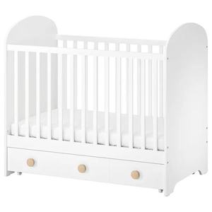 Newborn Baby Convertible <strong>Cot</strong> Crib Kids Solid Wooden Baby <strong>Bed</strong> Crib <strong>With</strong> Storage <strong>Drawer</strong> For Bedroom - Product Image 1