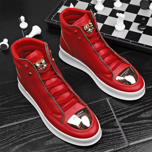 Chaussures pour hommes 2026 Automne Hiver : Bottes imperméables montantes, Chaussures de sécurité, Bottes en cuir décontractées à détails métalliques, Chaussures de course urbaines tendance - Product Image 1