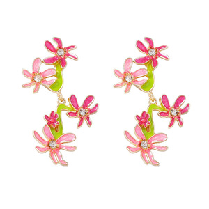 ต่างหูเพชรเซอร์คอนสีตัดกันสำหรับผู้หญิงทำจากน้ำมันผสมแบบหยดขนาดเล็ก - Product Image 6