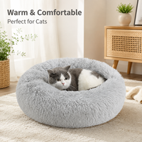 Coussin rond coloré pour animaux de compagnie, pour chats et chiens, avec un centre profond et moelleux pour le sommeil quotidien
