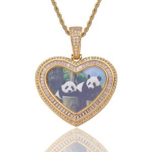 DUYIZHAO DIY Cadre Photo Double <span class=keywords><strong>Love</strong></span> Pendentif Thème Mémoire Accessoires Hip Hop <span class=keywords><strong>Rap</strong></span> Rock Bijoux avec Chaîne Corde 3MM 24 pouces - Product Image 1