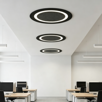 Lustre suspendu LED multi-anneaux en feutre PET à persiennes, insonorisant, en métal mixte, pour atrium et salon
