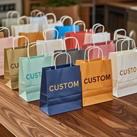 Sacs en papier kraft personnalisés avec logo imprimé, réutilisables et recyclables, avec poignées, pour l'emballage de vêtements, les expositions et les supermarchés (vente en gros)