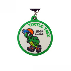 Medalla de recuerdo de competencia deportiva deportiva de metal <span class=keywords><strong>trébol</strong></span> verde de peso de forma irregular 3D - Product Image 2
